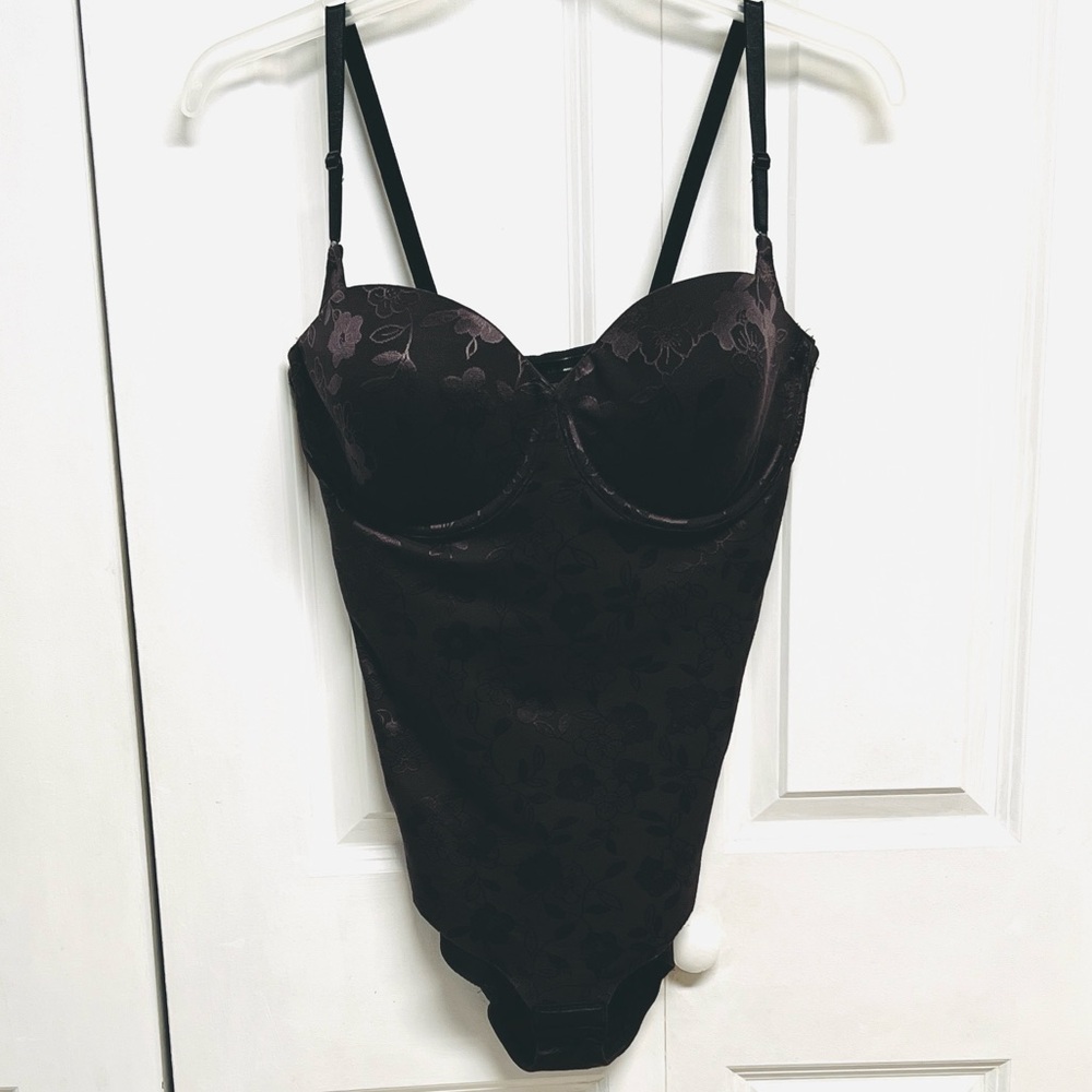 Bali Black Floral Underwire Bodysuit Size 40C